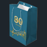 30th Birthday gold music notes teal blue green Medium Gift Bag<br><div class="desc">Teal,  blue green background with faux gold music notes for a 30th birthday. Templates for the age 30,  name and date.  The name is written in a hand-lettered style script.  Golden letters and number.</div>