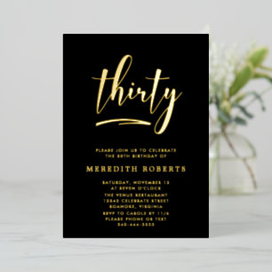 30th Birthday Gold on Black Luxe Elegant Party