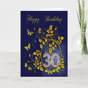 30th Birthday golden butterflies Card
