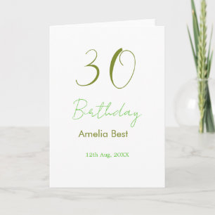 30TH BIRTHDAY GREEN NAME DATE BOLD RETRO PASTEL SI CARD