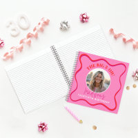 30th Birthday Guest Book Colourful Wavy Red Pink