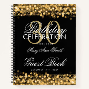30th Birthday Guestbook Party Sparkles Gold Notebook