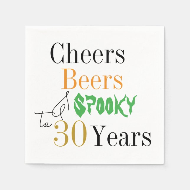 30th Birthday Halloween Cheers Spooky Party Napkin (Front)