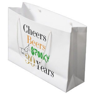 30th Birthday Halloween Spooky Cheers Beers Party Large Gift Bag