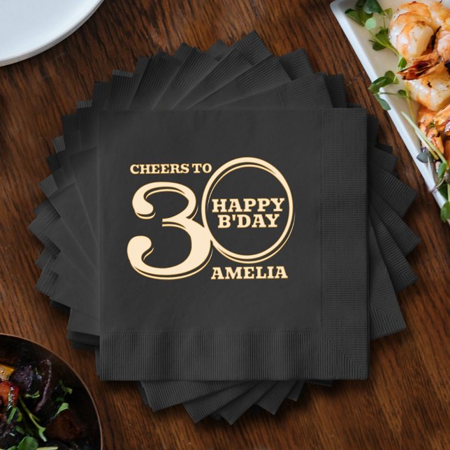 30th Birthday happy b'day custom name Foil Napkins (Creator Uploaded)