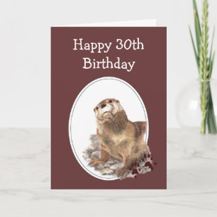 30th Birthday Humour with Cute Watercolor Otter Card