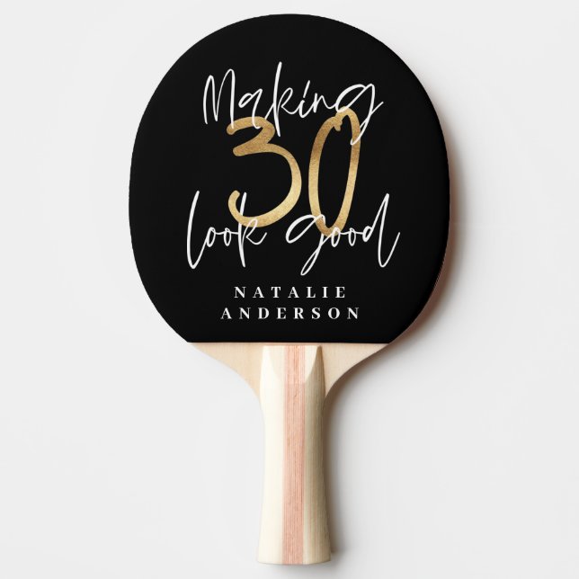 30th birthday initials personalised favour gift ping pong paddle (Front)