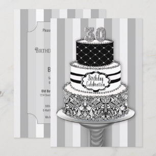30th Birthday Invitation, 3-Tier Cake Invitation