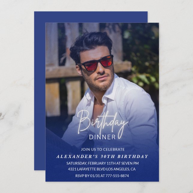 30th birthday invitation Birthday Dinner Photo Men (Front/Back)