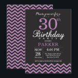 30th Birthday Invitation Black and Purple<br><div class="desc">30th Birthday Invitation with Black and Purple Chevron. Chalkboard. Adult Birthday. Man or Women Bday Invite. For further customisation,  please click the "Customise it" button and use our design tool to modify this template.</div>