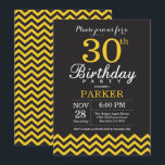 30th Birthday Invitation Black and Yellow Chevron<br><div class="desc">30th Birthday Invitation with Black and Yellow Chevron. Chalkboard. Adult Birthday. Man or Women Bday Invite. For further customisation,  please click the "Customise it" button and use our design tool to modify this template.</div>