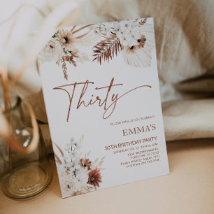 30th Birthday Invitation Boho Pampas