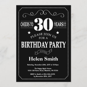 30th Birthday Invitation Chalkboard