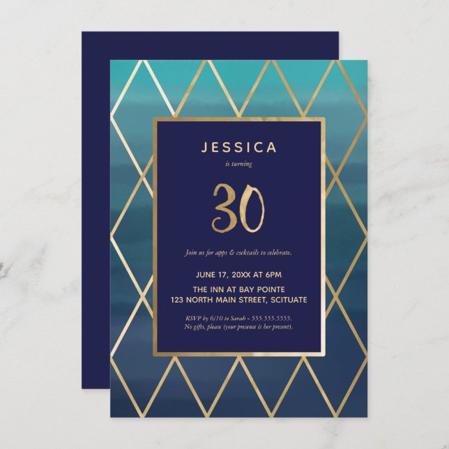 30th Birthday Invitation - Elegant Thirtieth (Front/Back)