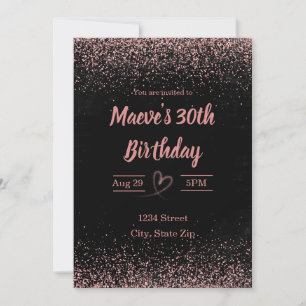 30th Birthday Invitation – Glitter Confetti   Pink