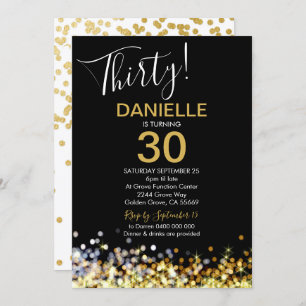 30th Birthday Invitation Gold Confetti 30th