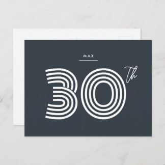30th Birthday Invitation Minimalist Postcard