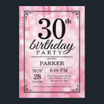 30th Birthday Invitation Pink Glitter<br><div class="desc">30th Birthday Invitation with Pink String Lights with Pink Glitter Background. Pink Birthday. Adult Birthday. Men or Women Bday Invite. 13th 15th 16th 18th 20th 21st 30th 40th 50th 60th 70th 80th 90th 100th, Any age. For further customisation, please click the "Customise it" button and use our design tool to...</div>