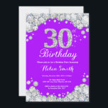 30th Birthday Invitation Purple and Silver Diamond<br><div class="desc">30th Birthday Invitation. Purple and Silver Rhinestone Diamond. Elegant Birthday Bash invite. Adult Birthday. Women Birthday. Men Birthday. For further customisation,  please click the "Customise it" button and use our design tool to modify this template.</div>