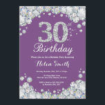 30th Birthday Invitation Purple and Silver Diamond<br><div class="desc">30th Birthday Invitation. Purple and Silver Rhinestone Diamond. Elegant Birthday Bash invite. Adult Birthday. Women Birthday. Men Birthday. For further customisation,  please click the "Customise it" button and use our design tool to modify this template.</div>