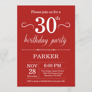 30th Birthday Invitation Red