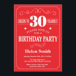 30th Birthday Invitation Red and White<br><div class="desc">30th Birthday Invitation Red and White Typography. Red and White Background. Adult Birthday. Male Men or Women Birthday. Kids Boy or Girl Lady Teen Teenage Bday Invite. 13th 15th 16th 18th 20th 21st 30th 40th 50th 60th 70th 80th 90th 100th. Any Age. For further customisation, please click the "Customise it"...</div>