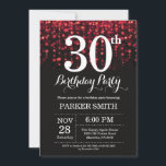 30th Birthday Invitation Red Glitter<br><div class="desc">30th Birthday Invitation with Red String Lights with Red Glitter Background. Red Birthday. Adult Birthday. Men or Women Bday Invite. 13th 15th 16th 18th 20th 21st 30th 40th 50th 60th 70th 80th 90th 100th, Any age. For further customisation, please click the "Customise it" button and use our design tool to...</div>
