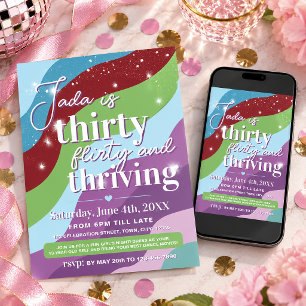 30th Birthday Invitation, Thirty Flirty & Thriving Invitation
