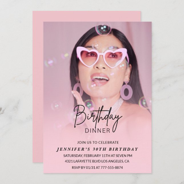 30th birthday invitations Birthday Dinner Photo (Front/Back)