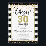 30th birthday invitations, black and gold cheers invitation<br><div class="desc">For more advanced customisation of this design,  simply select the "Customise It" button above!</div>