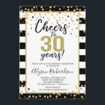 30th birthday invitations, black and gold cheers invitation<br><div class="desc">For more advanced customisation of this design,  simply select the "Customise It" button above!</div>
