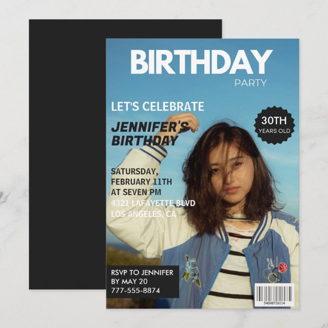 30th birthday invitations Magazine Cover (Front/Back)