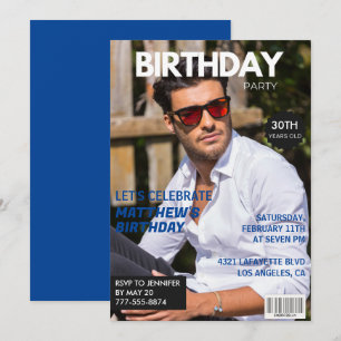 30th birthday invitations Men Him Magazine Cover