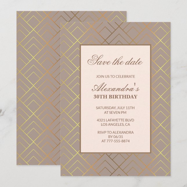 30th birthday invitations Save the date Elegant (Front/Back)