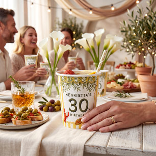 30th Birthday Italian Feast Olive Branch Paper Cup