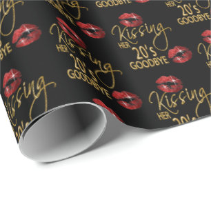 30th Birthday - Kissing Her 20's Goodbye - Red Wrapping Paper