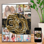 30th Birthday Leopard Print Gold Balloons Photo Card<br><div class="desc">Personalised 30th birthday card with 9 custom photos and trendy leopard print foil balloons in black and gold. The template is ready for you to upload 9 of your favourite photos which are displayed in a photo collage in square and portrait formats. Your pictures surround the animal print balloons, which...</div>