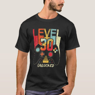 30Th Birthday Level 30 Unlocked Vintage Retro Game T-Shirt