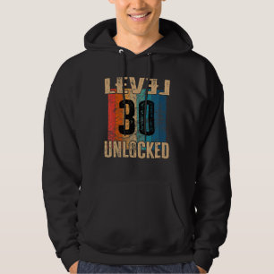 30th Birthday Level Unlocked Vintage Retro Hoodie