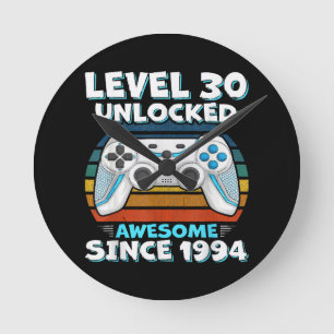 30th Birthday Man Woman 30 Years 1994 Round Clock