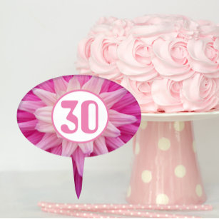 30th Birthday Milestone Pink Flower Cake Topper