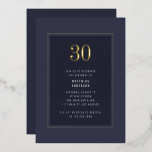 30th Birthday Minimal Elegant Dark Gold Frame<br><div class="desc">30th Birthday Minimal Elegant Dark Purple Grey Gold Frame Foil Birthday Party Invitation</div>