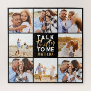 30th birthday modern multi photo gold script jigsaw puzzle