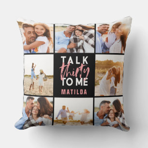 30th birthday modern multi photo pink girly cushion