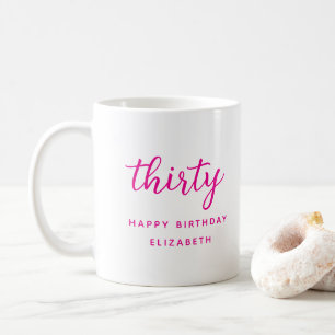 30th Birthday Modern Pink Personalised Gift Coffee Mug