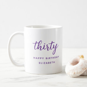30th Birthday Modern Purple Personalised Gift Coffee Mug