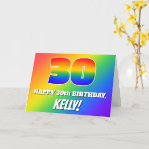 30th Birthday: Multicolored Rainbow Pattern # 30 Card