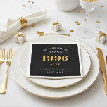 30th Birthday Name 1996 Black Gold Elegant Chic Napkin<br><div class="desc">Premium 30th Birthday Black and Gold Personalized Paper Napkins - Celebration Elegance. Celebrate a milestone birthday in style with our chic, premium-quality, 30th Birthday Paper Napkins. Exquisitely designed with a striking black and gold color scheme, these napkins add a touch of luxury and sophistication to any 30th birthday bash. Express...</div>