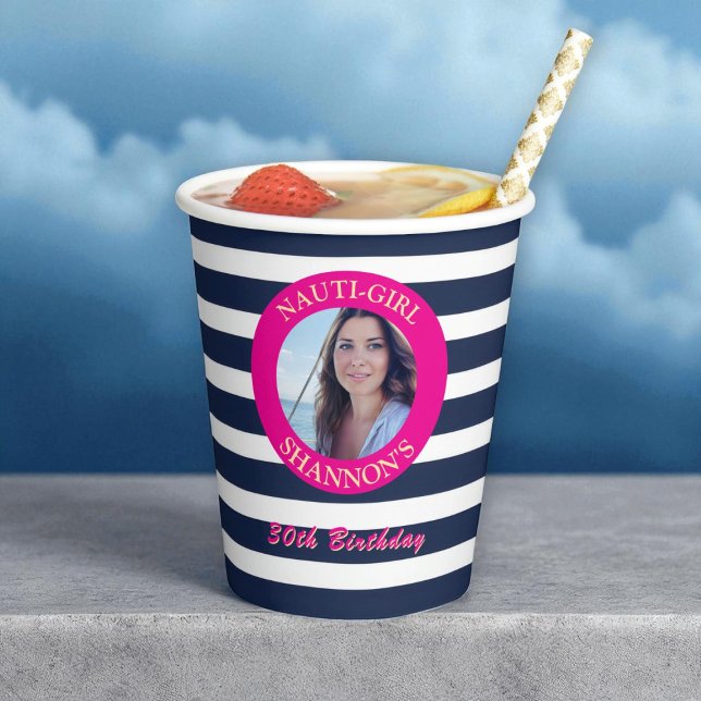 30th Birthday Nautical Photo Party Cups (Creator Uploaded)