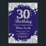 30th Birthday Navy Blue and Silver Diamond Invitation<br><div class="desc">30th Birthday Invitation. Navy Blue and Silver Rhinestone Diamond. Elegant Birthday Bash invite. Adult Birthday. Women Birthday. Men Birthday. For further customisation,  please click the "Customise it" button and use our design tool to modify this template.</div>